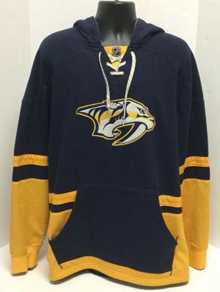 Vintage Ccm Nhl Nashville Predators Hockey Jersey Hooded Sweatshirt Size Men Xxl