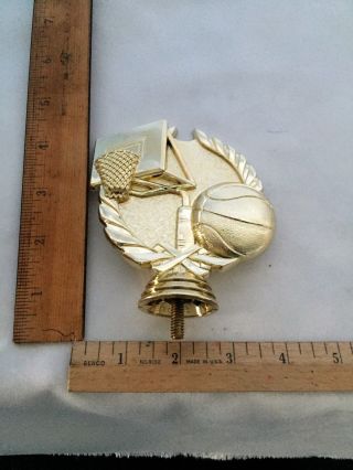 Basketball,  Net And Hoop Gold Plastic Trophy Topper With 1 " Base