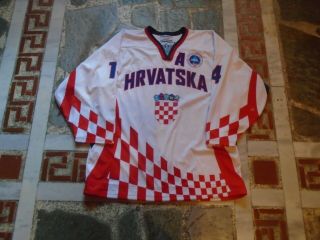 Iihf Croatia Game Worn White Jersey 14 Brine " A "
