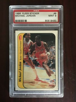 Michael Jordan 1986 - 87 Fleer Rc Sticker Psa 9