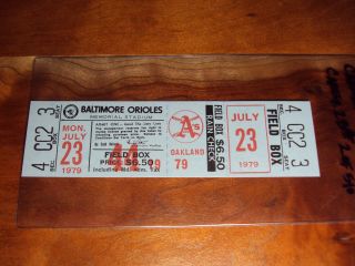 1979 Oakland A ' s Athletics FULL Ticket Rickey Henderson Rookie HIT 30 Car 2B 2 4