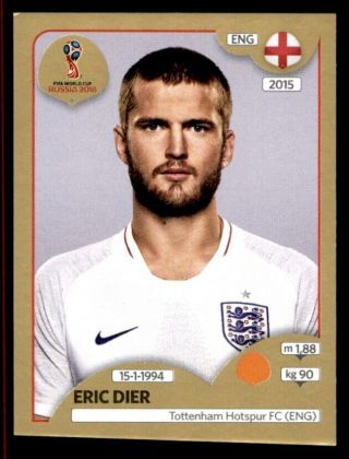 Panini World Cup 2018 (swiss Gold Version) Eric Dier (england) No.  585