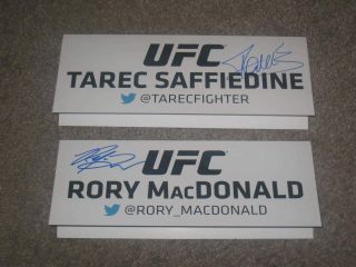 Ufc Fight Night 54 Autographed Rory Macdonald,  3 Press Conference Name Plates