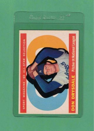 1960 Topps Los Angeles Dodgers Don Drysdale All Star 570 Nm,  Low Pop