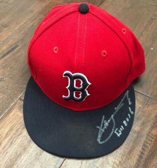 Xander Bogaerts Game 2016 Hat Signed Worn Autograph Red Sox Mlb Auth