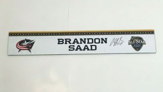 Brandon Saad 2016 Nhl All - Star Game Event Name Locker Plate Signed Auto 1/1