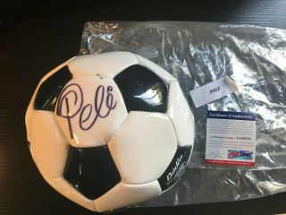 Pele Signed Soccer Ball Autographed Black And White Ball Psa Authentication