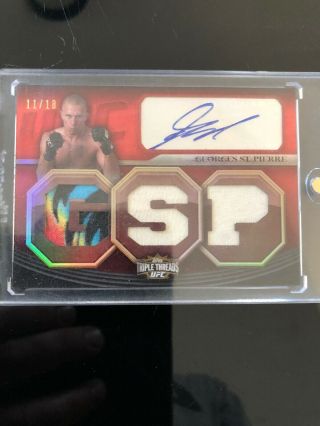 Georges St - Pierre 2010 Knockout Triple Threads Auto Relic 11/18
