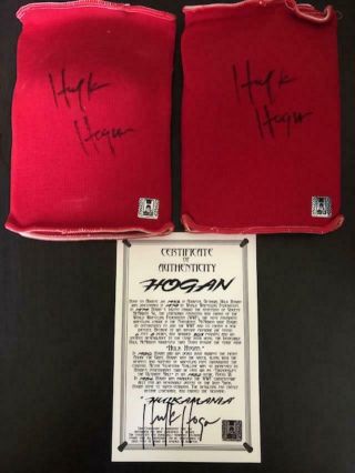 Hulk Hogan Autographed Ring Worn Knee Pads W/ Holograms Three Autographs Total