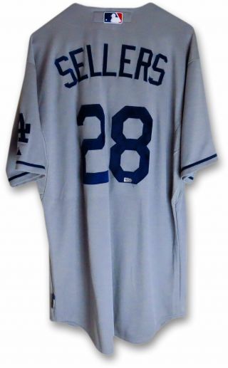 Justin Sellers Team Issued Jersey La Dodgers 2013 Road Gray 28 Mlb Holo