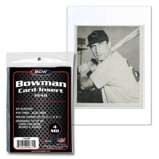 250 Bcw 1948 Bowman Baseball Card Soft Clear Archival 4 Mil Poly Insert Sleeves
