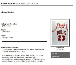 MICHAEL JORDAN SIGNED 1997 FINALS JERSEY UDA 11/123 Bulls Home Authentic 5