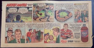 1957 Mickey Mantle Karo Syrup Ad Sunday Comics 2/17/57