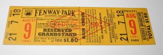 1951 Baseball Boston Red Sox Fenway Full Ticket Stub Ted Williams Home Run 316
