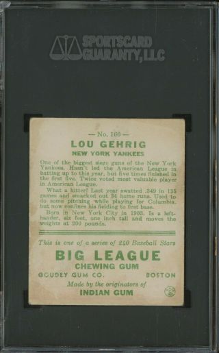 1933 Goudey 160 Lou Gehrig York Yankees HOF SGC 2.  5 