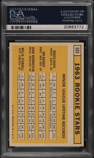 1963 Topps Willie Stargell ROOKIE RC 553 PSA 8.  5 NM - MT,  (PWCC) 2