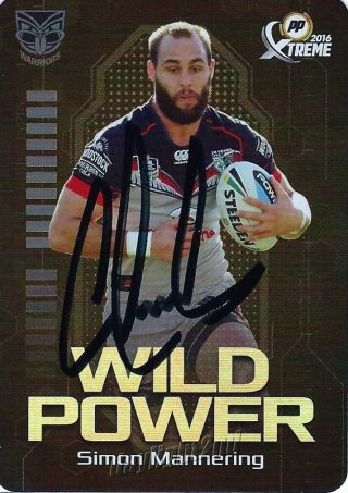 ✺signed✺ 2016 Zealand Warriors Nrl Card Simon Mannering Wild Power