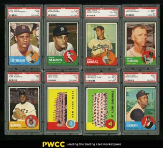 1963 Topps Mid - Grd Complete Set Mantle Mays Clemente Stargell Rose,  Psa (pwcc)