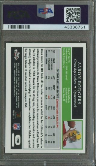2005 Topps Chrome 190 Aaron Rodgers Packers RC Rookie PSA 8 NM - MT 2