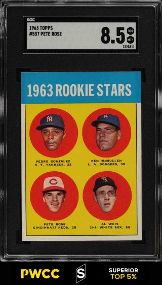 1963 Topps Pete Rose Rookie Rc 537 Sgc 8.  5 Nm - Mt,  (pwcc - S)