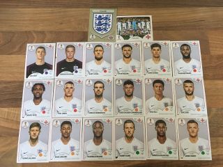Panini World Cup 2018 Stickers: England Badge,  Team Photo And All 18 Players