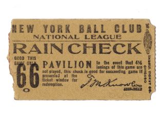 1907 - 1910 York Giants Ticket Stub - Mcgraw Polo Grounds Baseball Ntl League