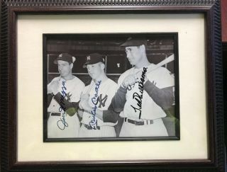 Joe Dimaggio,  Mickey Mantle,  Ted Williams Baseball Hof Autographed 8x10 Photo