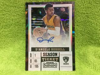 2017 - 18 Contenders Draft D’angelo Russell Season Ticket Cracked Ice Auto D 3/23