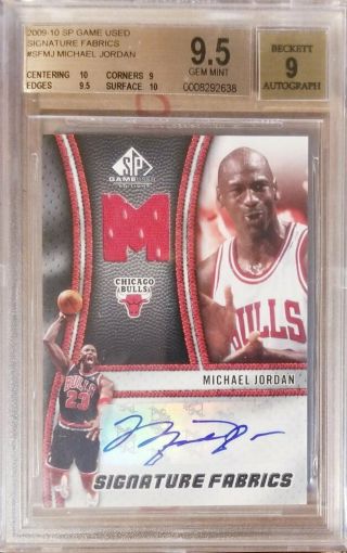 Michael Jordan 2009 - 10 Ud Sp Game Signature Fabric Jersey Auto Sp Bgs 9.  5/9