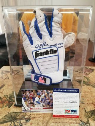 Justin Turner Signed Game Batting Glove 2016 W Display Case Psa/dna Dodgers