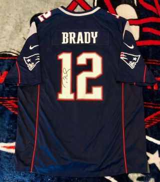 Tom Brady Signed Jersey Tri - Star Blue Home Xl Patriots Autograph Auto 12 Goat