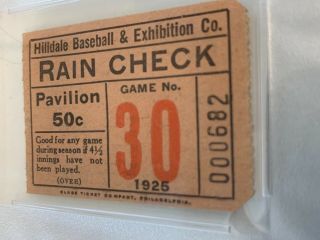 1925 Negro Leagues Baseball ticket Hilldale Daisies Paterson Silk Sox PSA 3