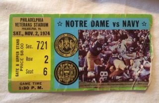 11/2/74 Notre Dame Vs Navy Ticket Stub Veterans Stadium Philadelphia