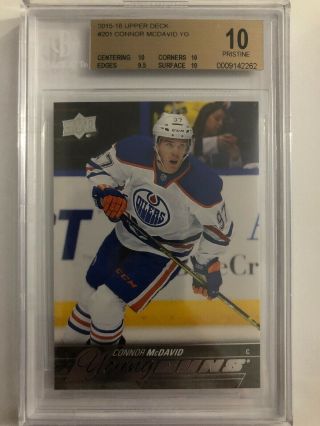 2015 - 16 Series 1 Young Guns Connor Mcdavid Rookie Bgs 10 Oilers