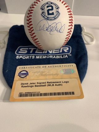 Derek Jeter Signed Retirement Logo Rawlings Baseball MLB And Steiner @@@@@ 7