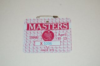1986 Masters Badge/ticket.  Jack Nicklaus