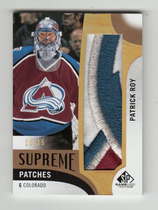 2017 - 18 Ud Sp Game - Supreme Patches,  Pa - Pr,  Patrick Roy,  10/15.