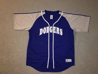 Mlb Los Angeles Dodgers True Fan Jersey Size Xxl 2xl Blue Grey Embroidered