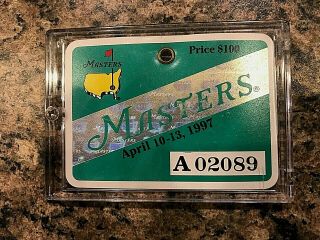 1997 Masters Golf Badge Collectors Item Very Rare Ticket Tiger Woods