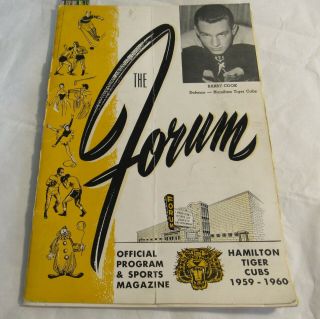 1959 - 1960 Hamilton Tiger Cubs Minor League Hockey Program Ontario Vs Toronto Old
