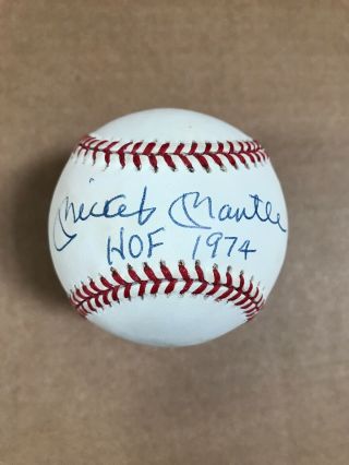 Mickey Mantle Signed Baseball HOF 1974 Inscription JSA Authentication 11