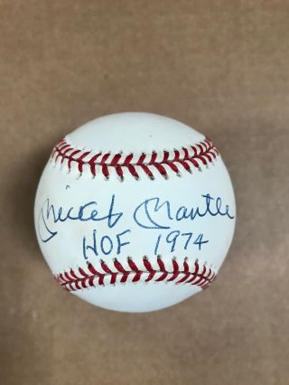 Mickey Mantle Signed Baseball Hof 1974 Inscription Jsa Authentication