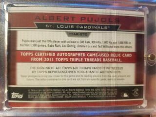 2011 Topps Triple Threads Albert Pujols Game Used/autograph 13/18.  HOF bound 2