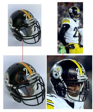 Artie Burns 2016 Game Worn Pittsburgh Steelers Helmet 2