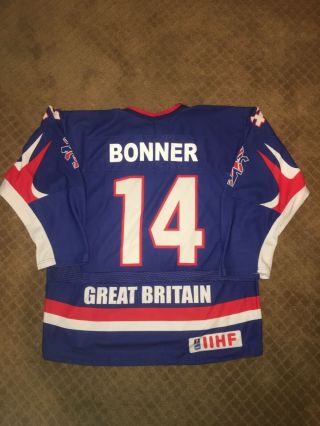 Great Britain Game worn IIHF Jersey World Juniors Bonner 14 Size L 2