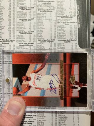 2003 - 2004 Upper Deck Rookie Exclusives Autographed Lebron James Card 3