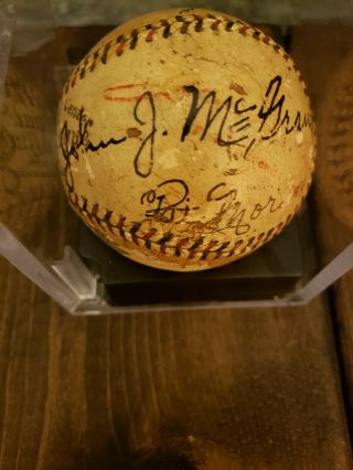 1923 World Series Game - Ball Signed by Ruth,  Huggins,  McGraw.  PSA Certified 4