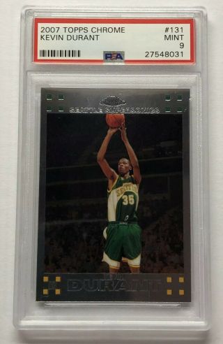Kevin Durant Rc 2007 - 08 Topps Chrome Basketball Rookie Card 131 Psa 9 Wow