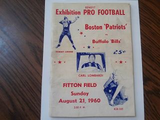 1960 Boston Patriots Vs.  Buffalo Bills Benefit Exhibition Program Scarce