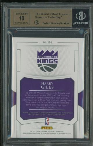 2017 - 18 National Treasures Emerald Harry Giles RC Logo Patch AUTO 5/5 BGS 9.  5 2